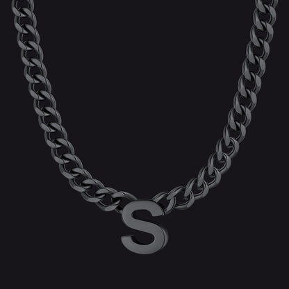7mm Custom Initial Letter Cuban Link Chain Necklace for