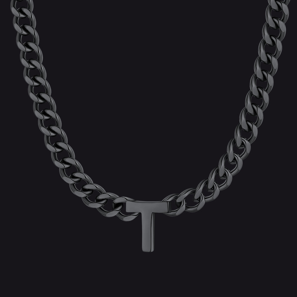 7mm Custom Initial Letter Cuban Link Chain Necklace for