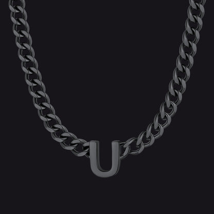 7mm Custom Initial Letter Cuban Link Chain Necklace for
