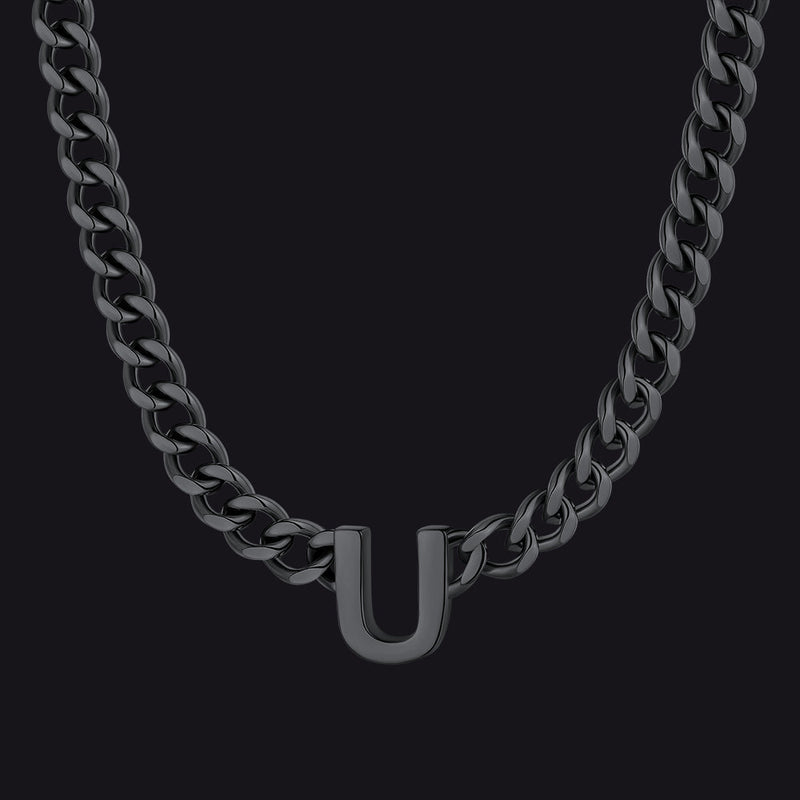 7mm Custom Initial Letter Cuban Link Chain Necklace for