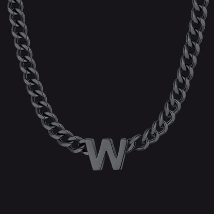 7mm Custom Initial Letter Cuban Link Chain Necklace for