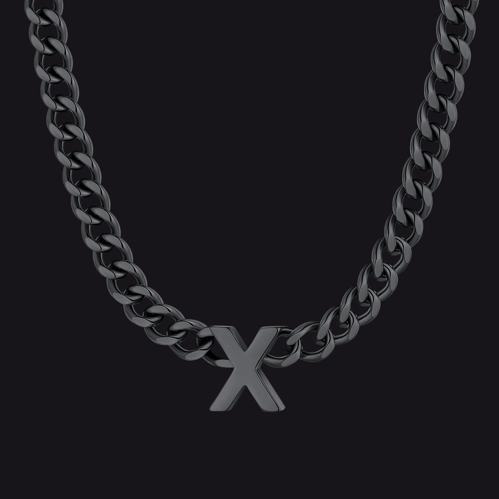 7mm Custom Initial Letter Cuban Link Chain Necklace for