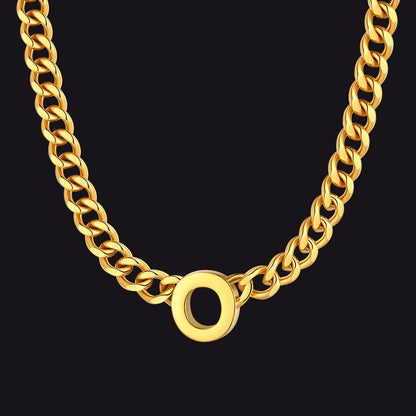 7mm Custom Initial Letter Cuban Link Chain Necklace for
