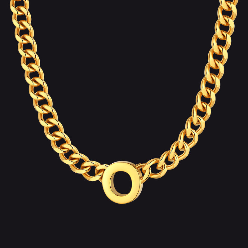 7mm Custom Initial Letter Cuban Link Chain Necklace for