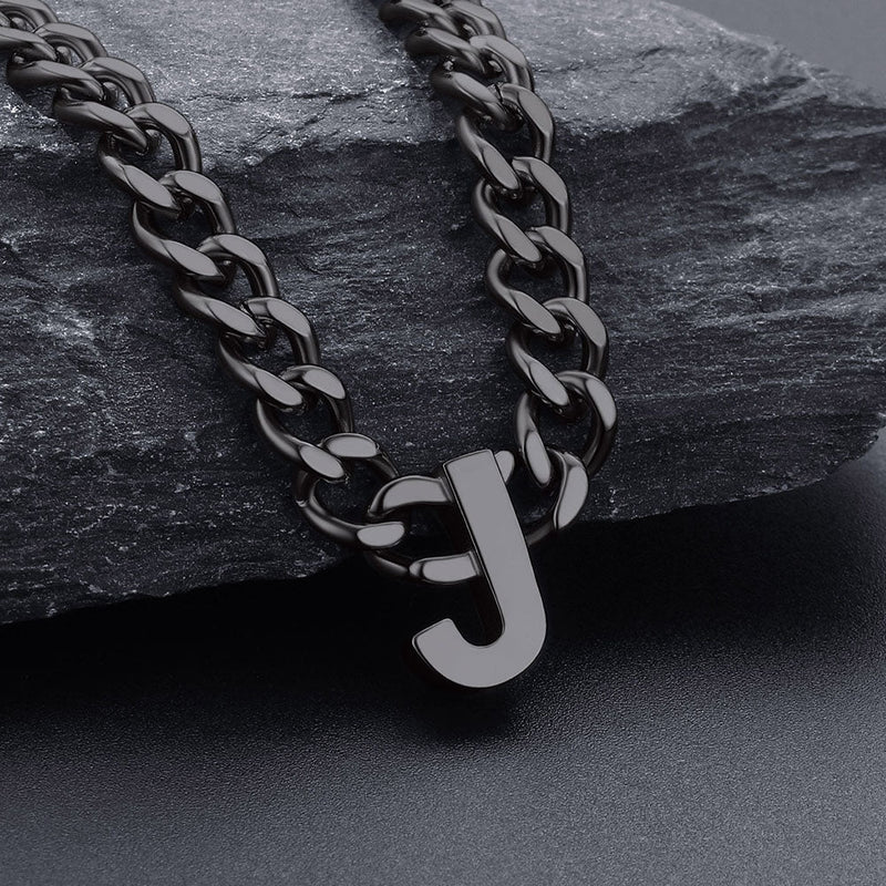 7mm Custom Initial Letter Cuban Link Chain Necklace for