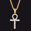 Ankh Cross Necklace With Zirconia for