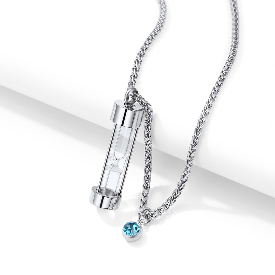 Hourglass Urn Ashes Necklace With Birthstone Cremation Keepsakes for