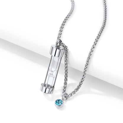 Hourglass Urn Ashes Necklace With Birthstone Cremation Keepsakes for