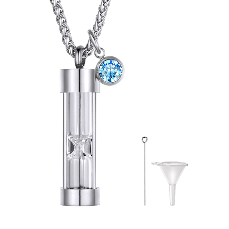 Hourglass Urn Ashes Necklace With Birthstone Cremation Keepsakes for
