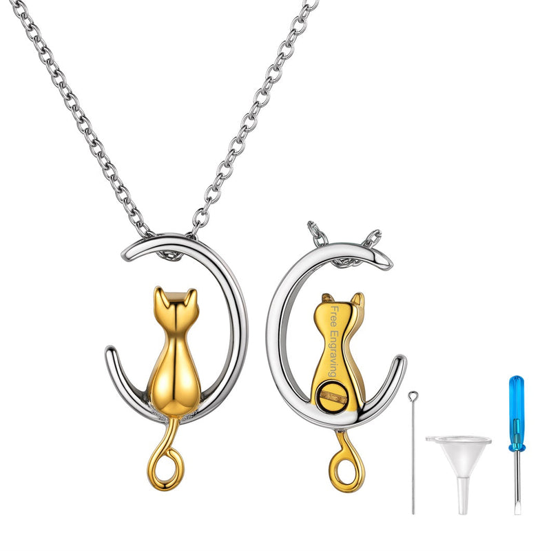 Customized Pet Cat Urn Necklace for Ashes Memorial Gift