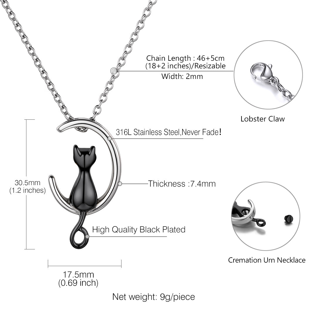 Customized Pet Cat Urn Necklace for Ashes Memorial Gift