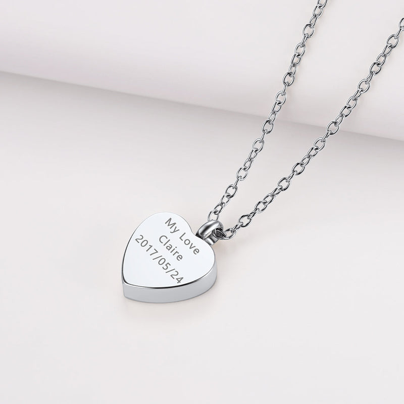 Personalised Picture Heart Urn Pendant Necklace for Ashes Pet Cremation Jewelry