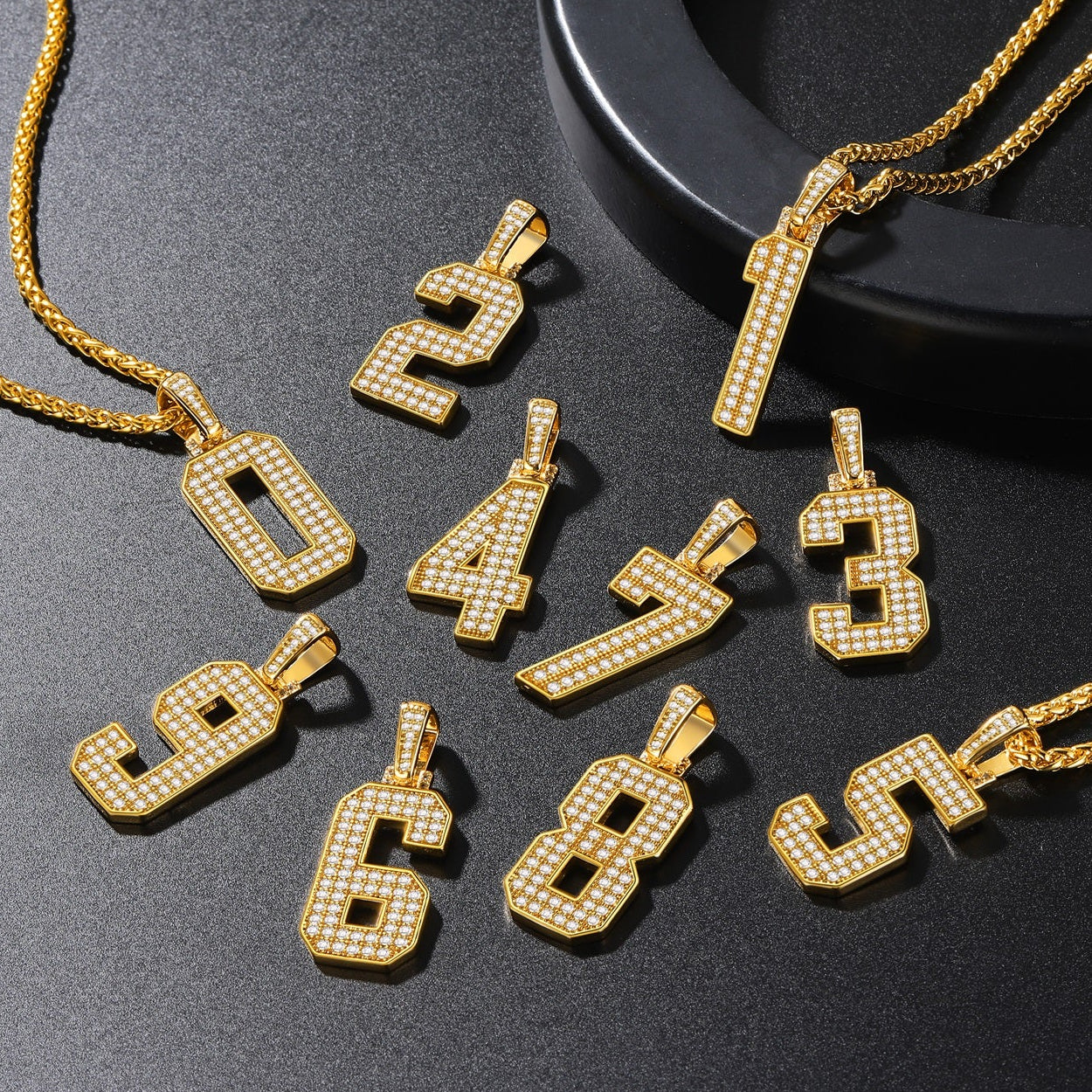 Custom Diamond Baseball Jersey Number Necklace for