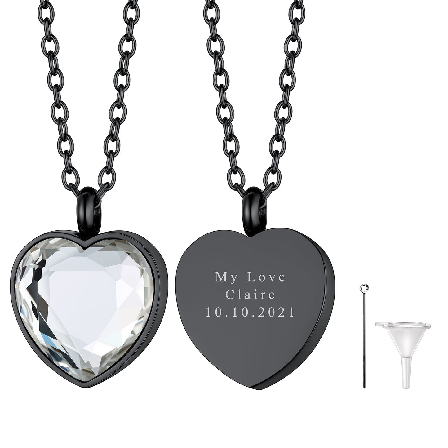 Personalized Cremation Heart Birthstone Urn Ashes Necklace for