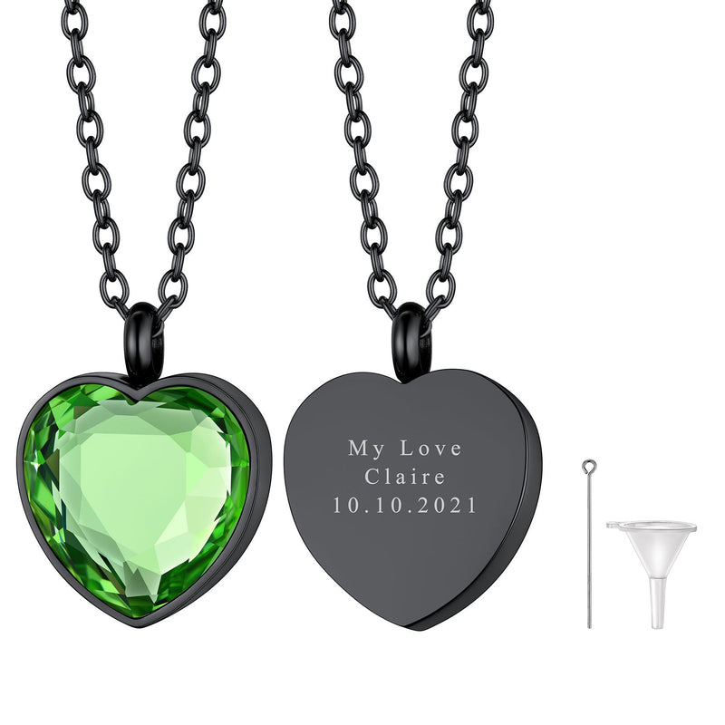 Personalized Cremation Heart Birthstone Urn Ashes Necklace for