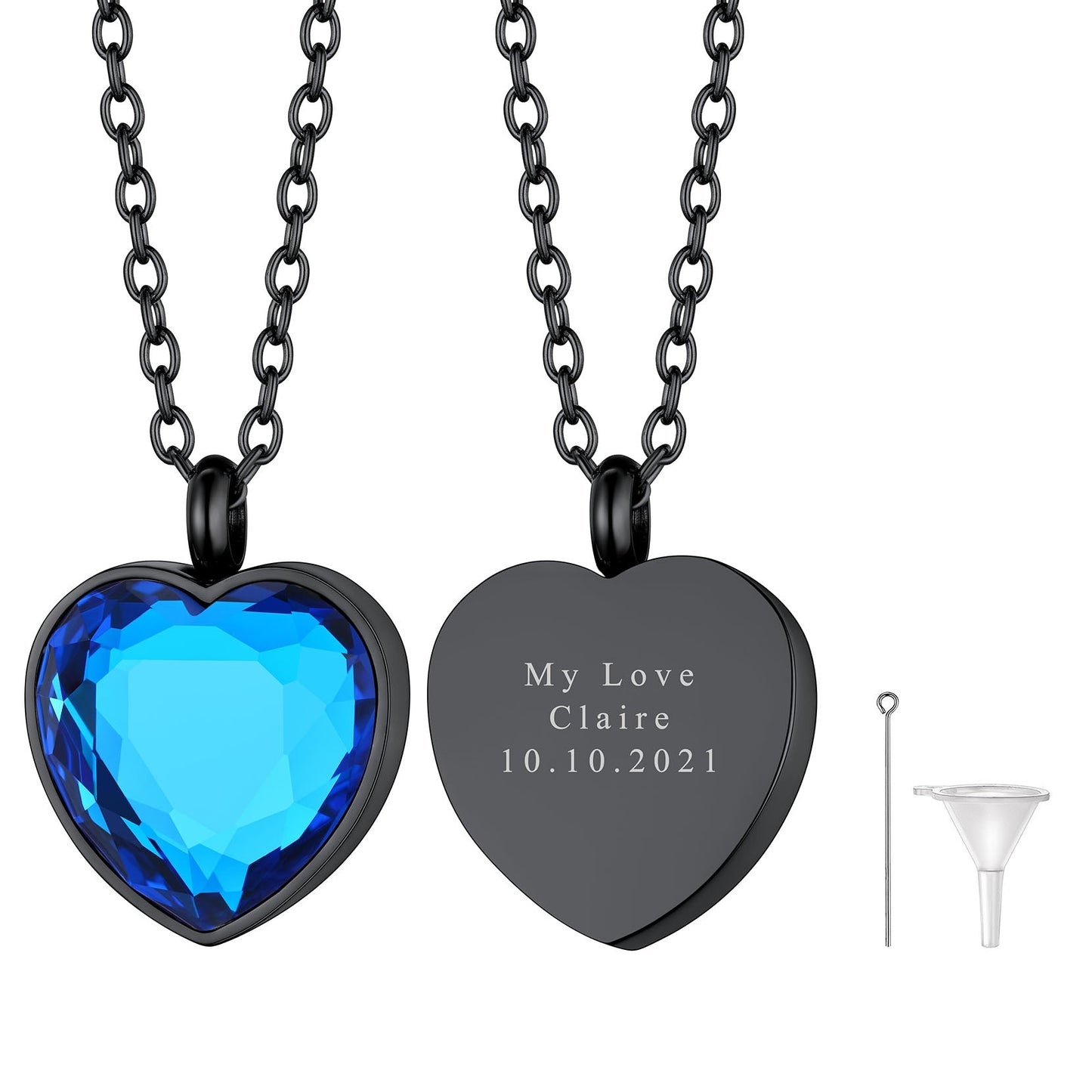Personalized Cremation Heart Birthstone Urn Ashes Necklace for
