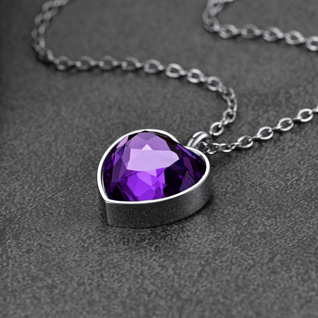 Personalized Cremation Heart Birthstone Urn Ashes Necklace for