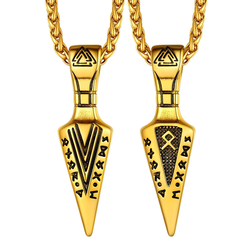Viking Odin Gungnir Sword Necklace With Runes for