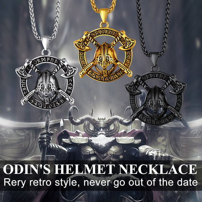 Flash Viking Axe Helmet Pendant Necklace for With Runes