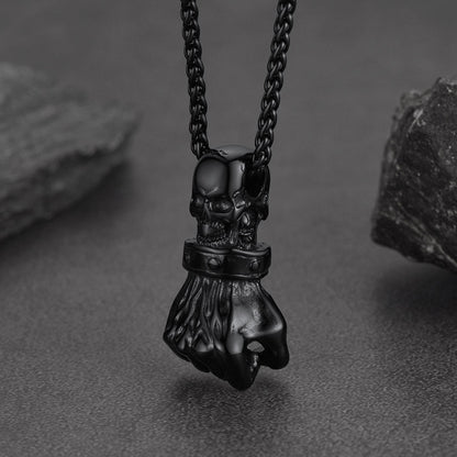 Flash Punk Skull Fist Pendant Necklace for
