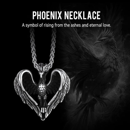 Phoenix Heart Pendant Necklace for