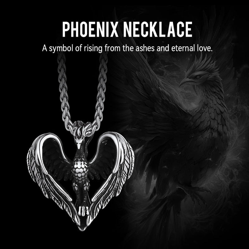 Phoenix Heart Pendant Necklace for