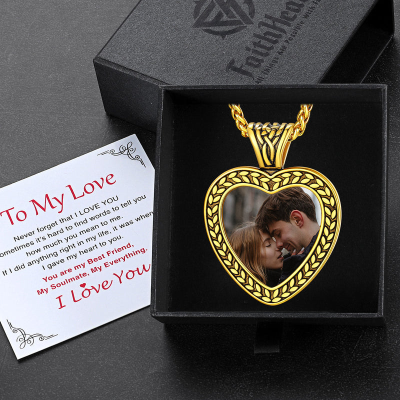 Customized Heart Photo Pendant Memorial Necklace for