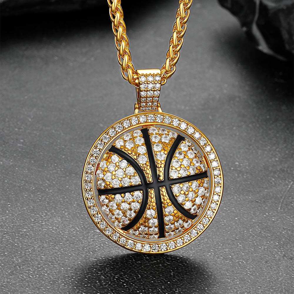 Bling Basketball Spinner Necklace for