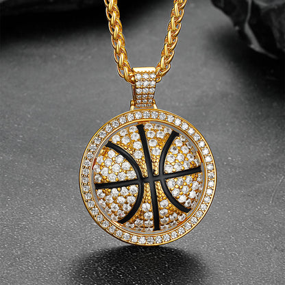 Bling Basketball Spinner Necklace for