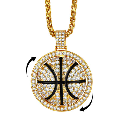 Bling Basketball Spinner Necklace for