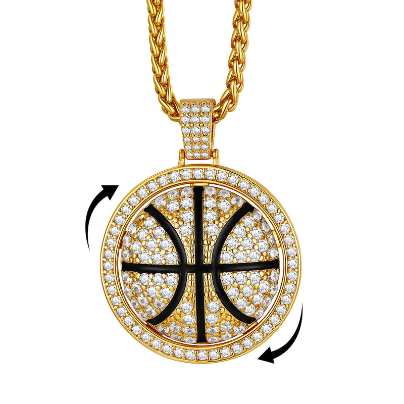Bling Basketball Spinner Necklace for