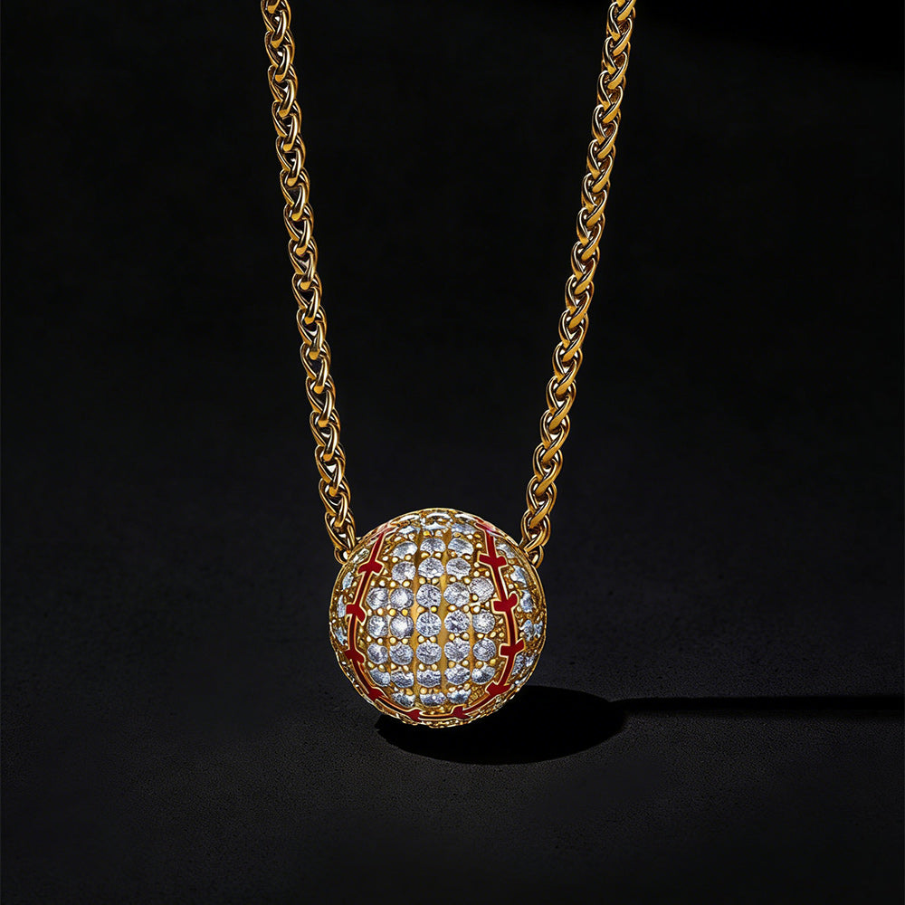 3d Zircon Baseball Necklace Sports Pendant for Fan