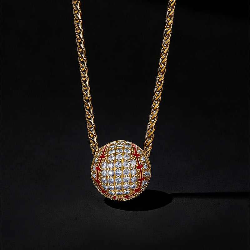 3d Zircon Baseball Necklace Sports Pendant for Fan