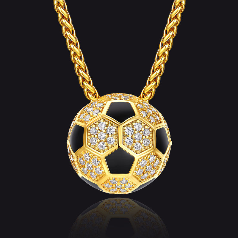 3d Cz Football Necklace Sports Pendant for Fan