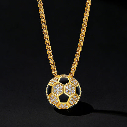 3d Cz Football Necklace Sports Pendant for Fan