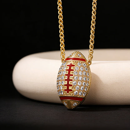 3d Zirconia American Football Pendant for Sports Fan