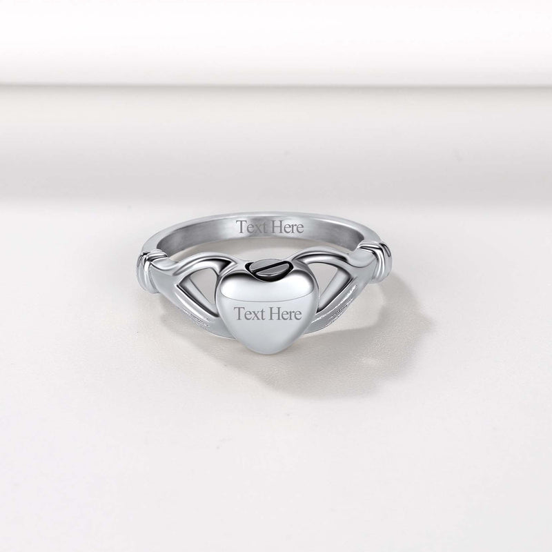 Customized Claddagh Heart Celtic Knot Urn Ashes Ring for