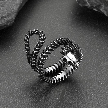 Gothic Snake Skull Bone Ring for