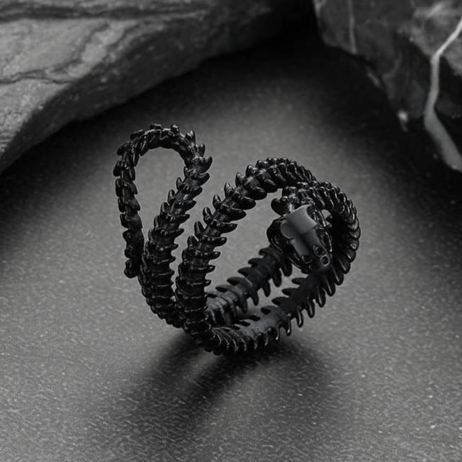 Gothic Snake Skull Bone Ring for