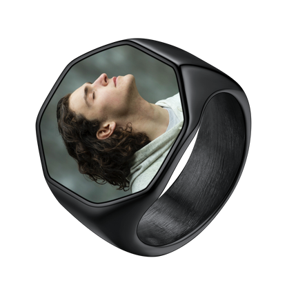 Personalized Octagon Signet Ring With Photo for