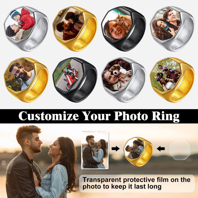 Personalized Octagon Signet Ring With Photo for