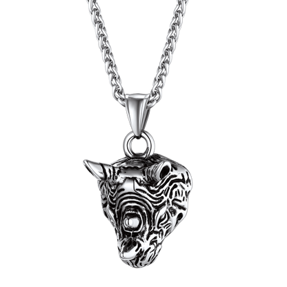 Flash Gothic Rhinoceros Pendant Necklace
