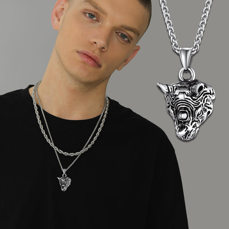 Flash Gothic Rhinoceros Pendant Necklace