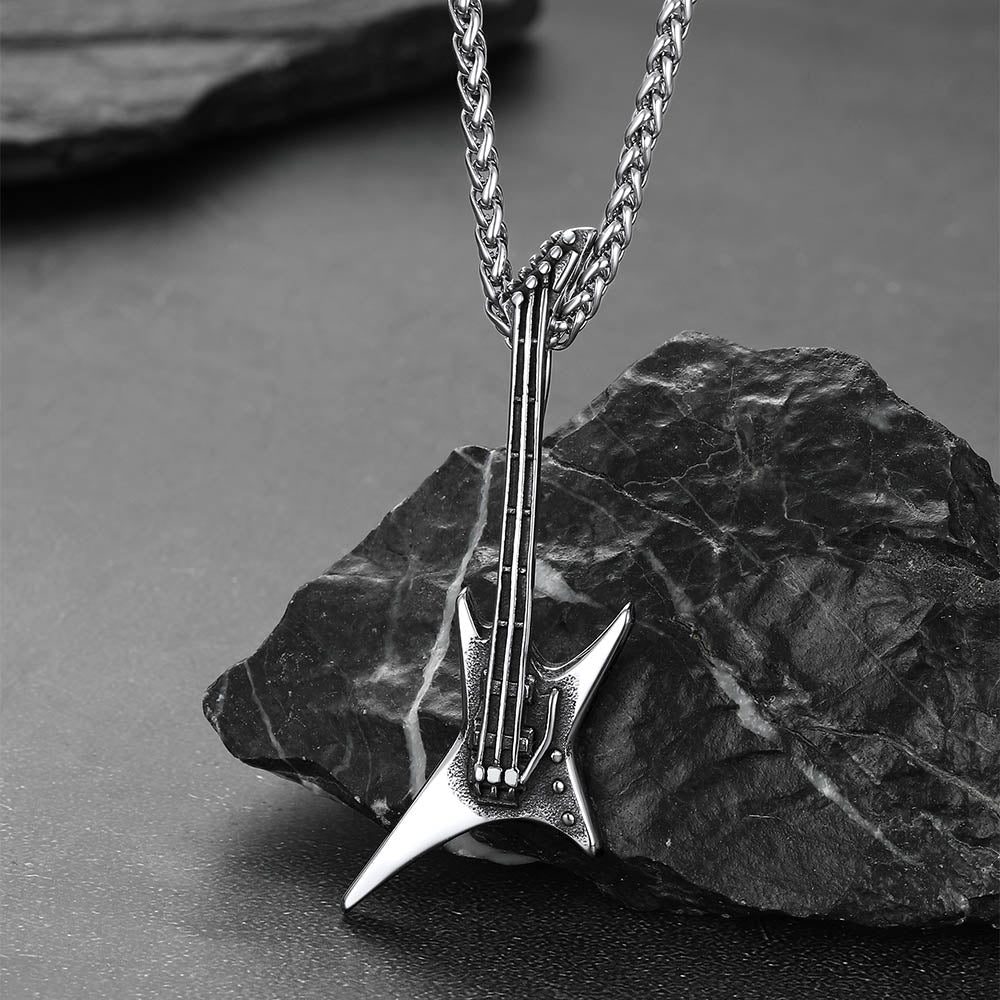 Rock Guitar Pendant Music Necklace for