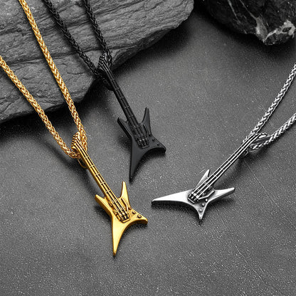 Rock Guitar Pendant Music Necklace for