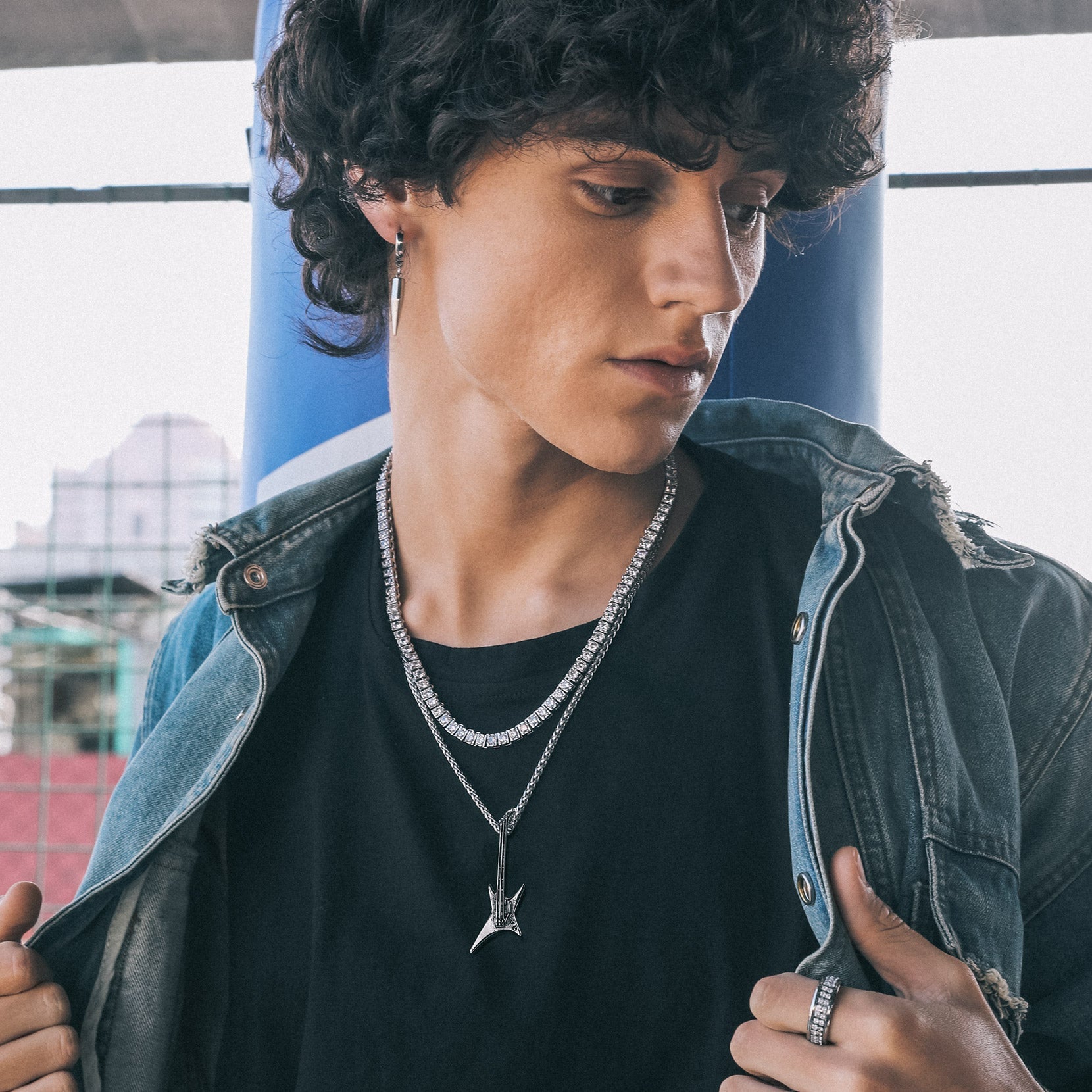 Rock Guitar Pendant Music Necklace for