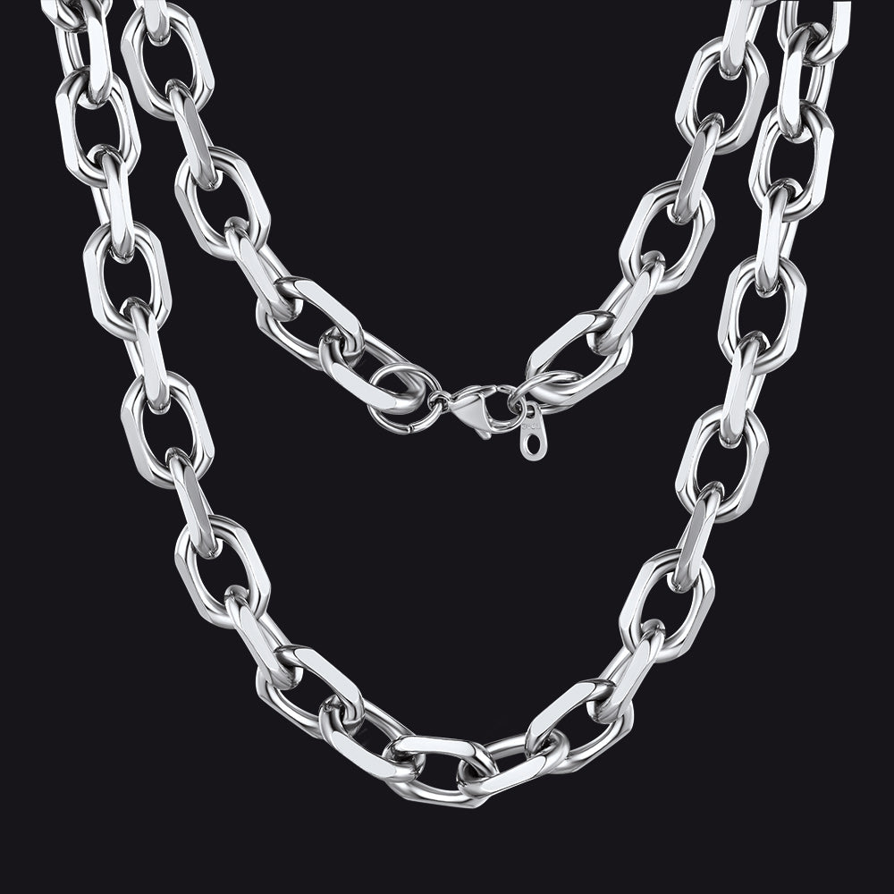 Classic Rolo Cable Link Chain Necklace Stainless Steel Chain for