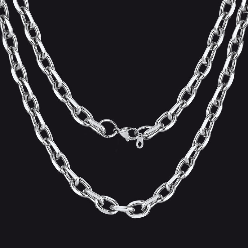 Classic Rolo Cable Link Chain Necklace Stainless Steel Chain for