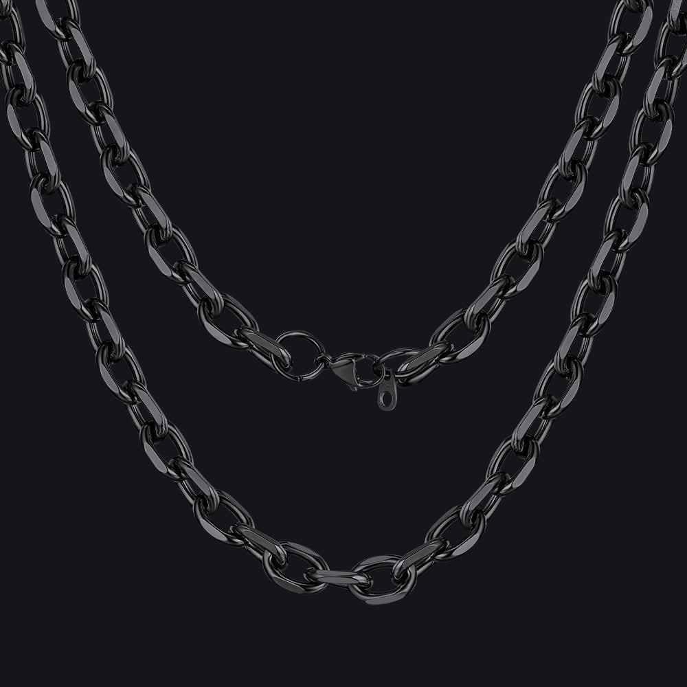 Classic Rolo Cable Link Chain Necklace Stainless Steel Chain for