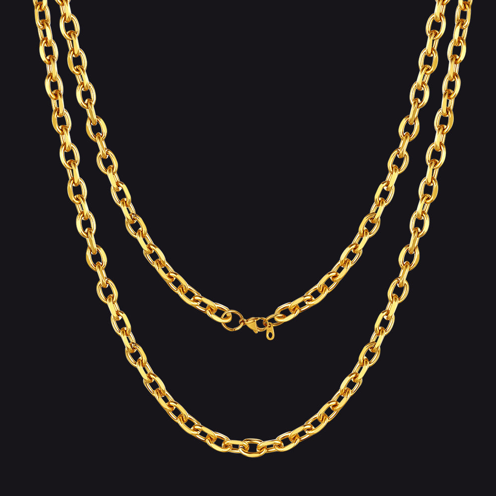 Classic Rolo Cable Link Chain Necklace Stainless Steel Chain for